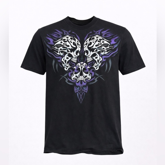 Alstyle Apparel & Activewear Other - Vtg Y2K Alstyle Unisex Black/Purple Skull Flames Graphic Size S​​